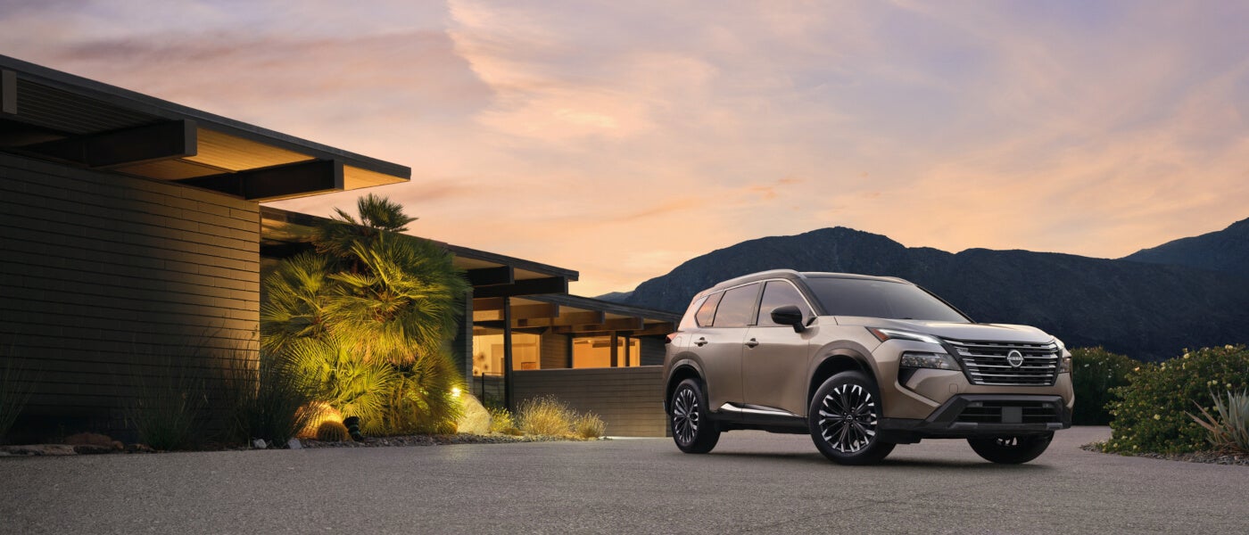2026 Nissan Rogue Exterior Parked By Home At Sunset