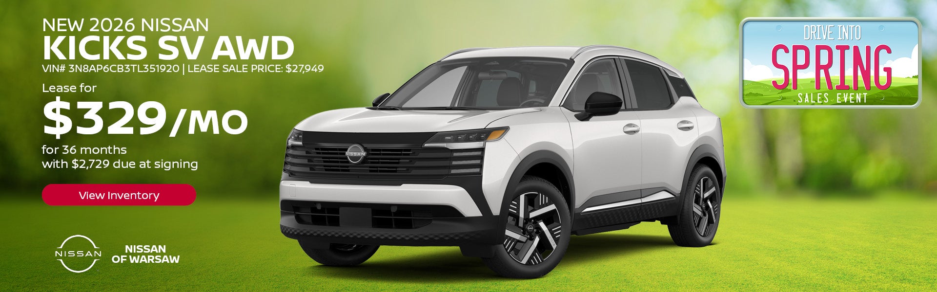 New 2026 Nissan Kicks SV AWD in Warsaw, IN