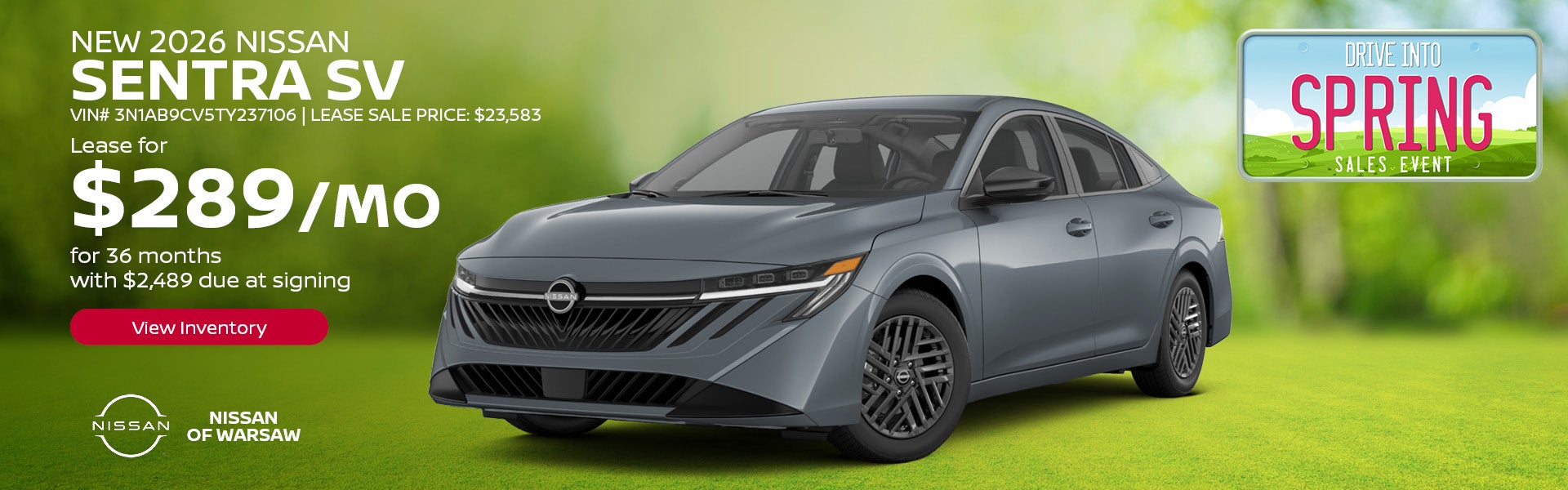 New 2026 Nissan Sentra SV in Warsaw, IN