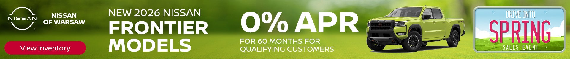 Save on New 2026 Nissan Frontier Models in Warsaw, IN