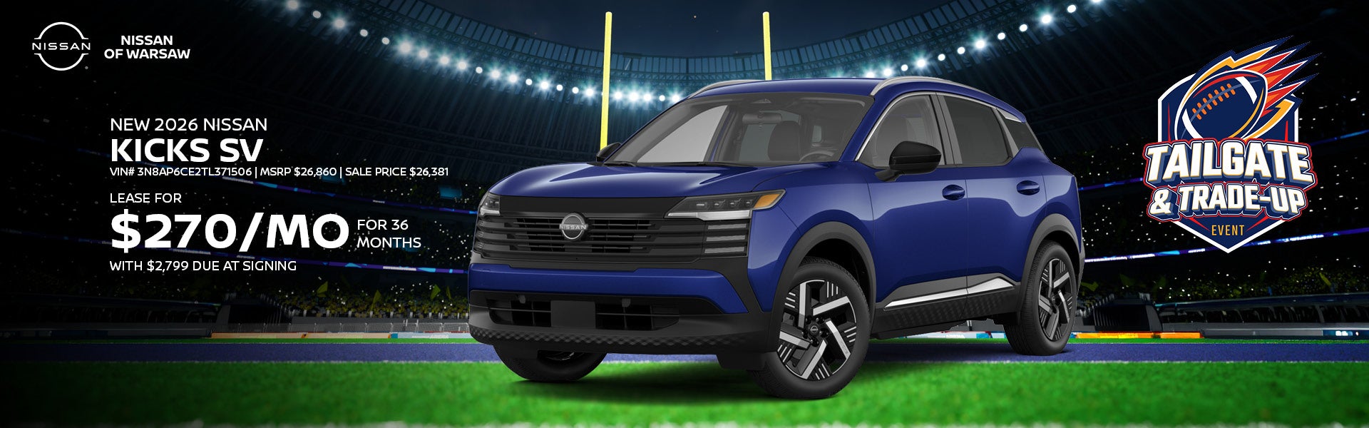 Lease a New 2026 Nissan Kicks SV!