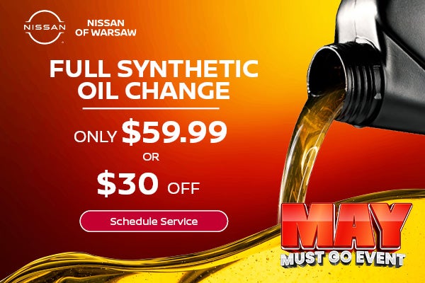 Save $30 on an oil change from Nissan of Warsaw